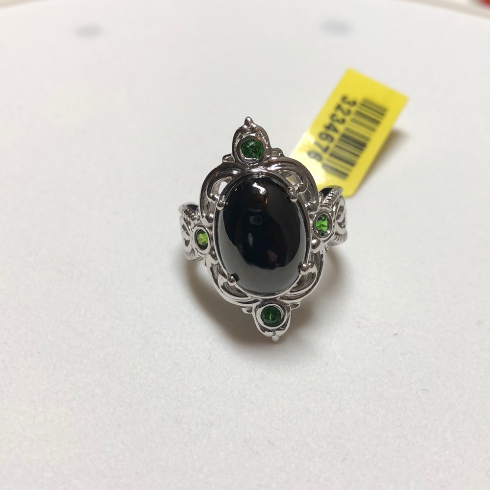Shungite and Russian Diopside Ring